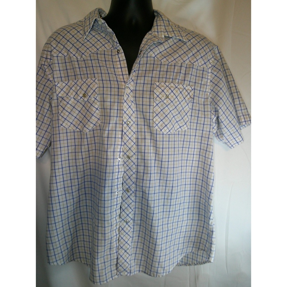 Wrangler Wrancher Western Shirt Short Sleeve Plaid Button Up XL/XG/TG